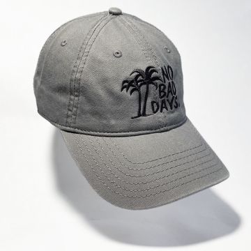 No Bad Days Garment Washed Superior Combed Cotton Twill Six Panel Cap - Gray